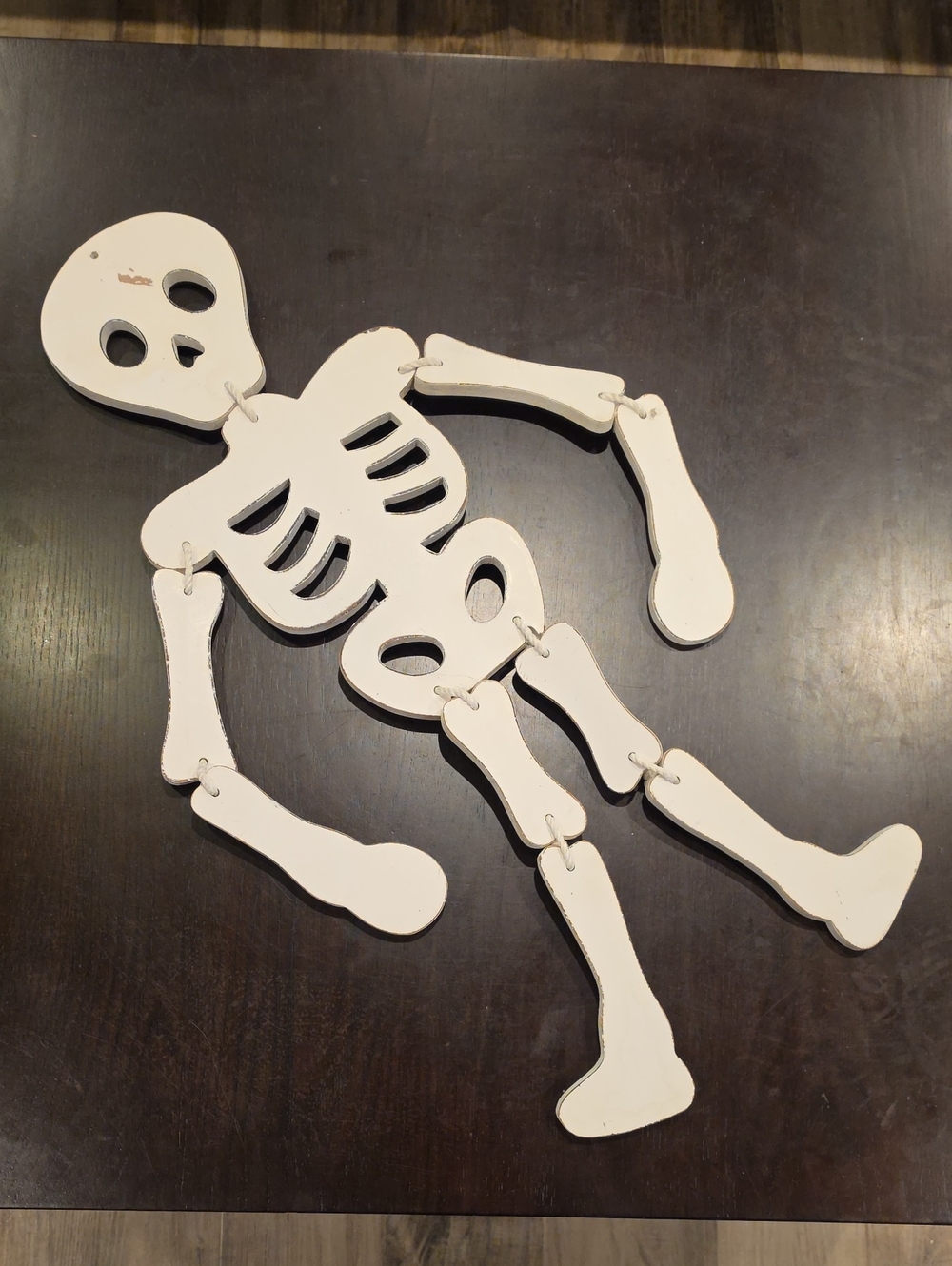 Halloween White Wooden Hanging Skeleton, 27"